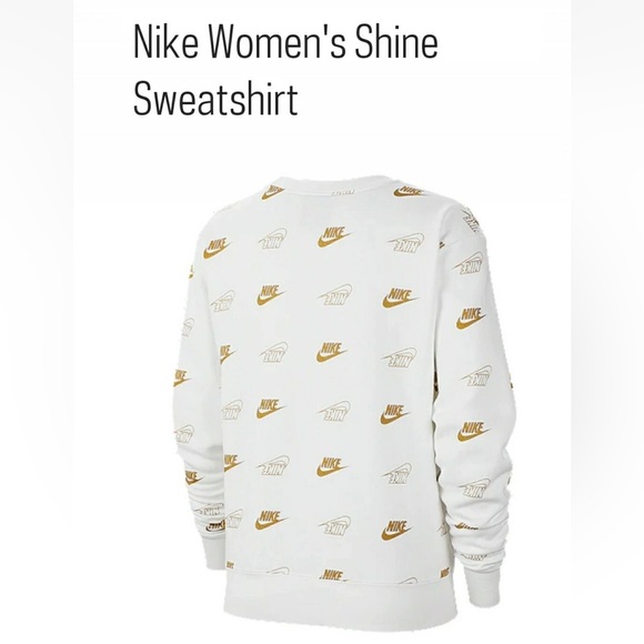 Nike White and Gold Logo all over shine Sweatshirt - Picture 2 of 4